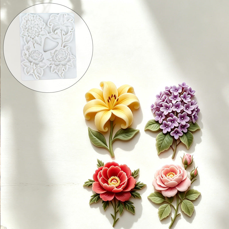 Silicone mold with branches, leaves, flowers, lilies, roses, peonies, hydrangeas, chocolate molds, handmade aromatherapy…