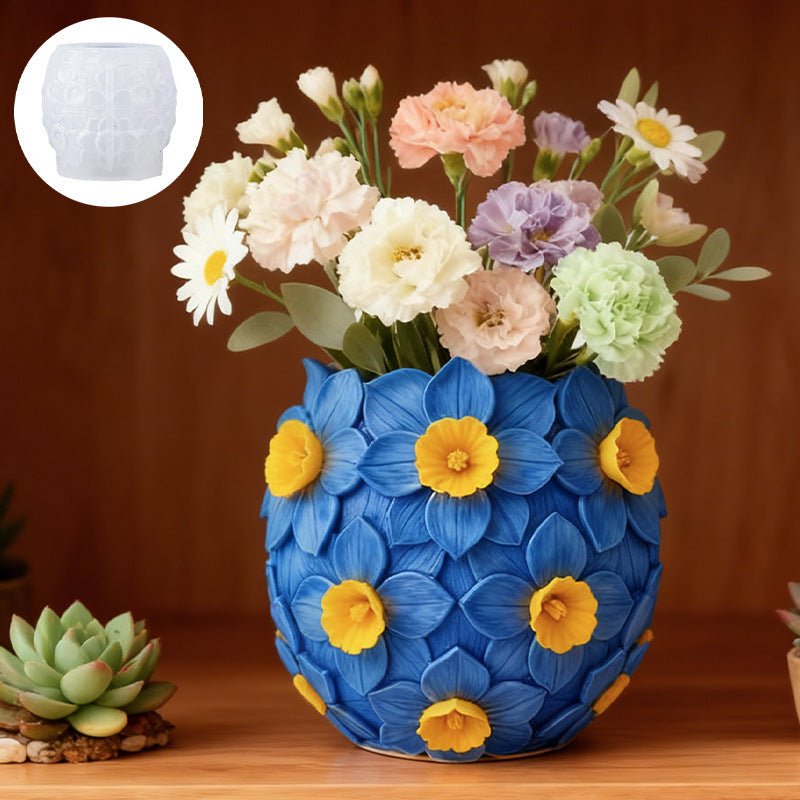 DIY Resin Molds for Scented Candle Cups, Flower Vase Storage, Silicone Molds, Daffodil Plaster Cups, and Molds - image 3