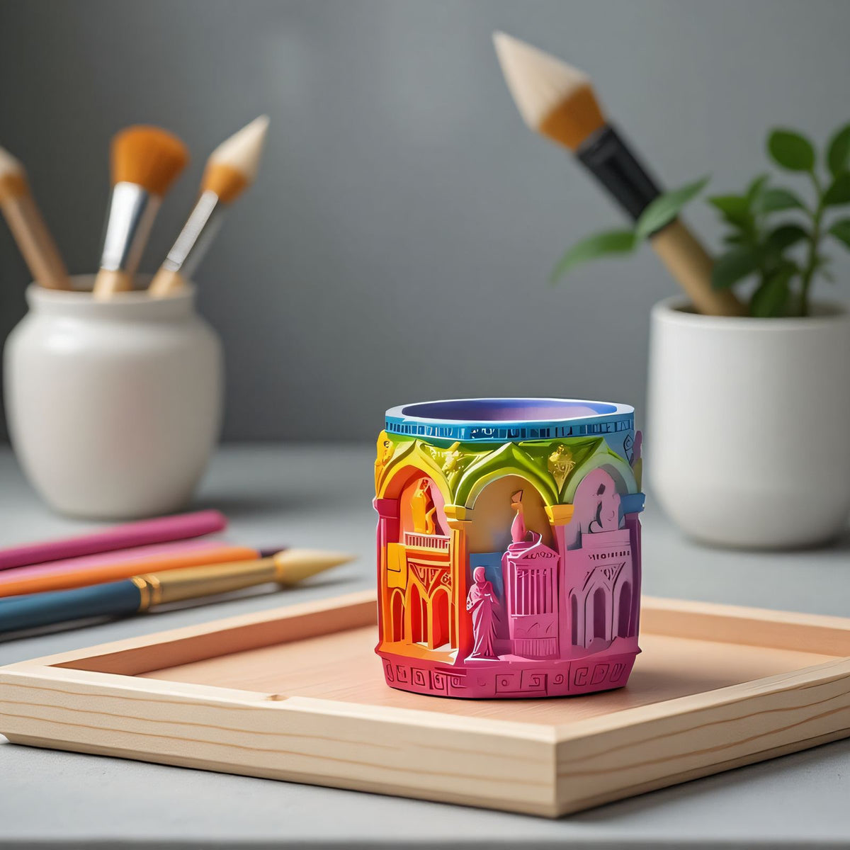 Printed Renaissance Series Cement Gypsum Cup Mold DIY Epoxy Resin Storage Cup Flower Pot Ornament Silicone Mold - image 4