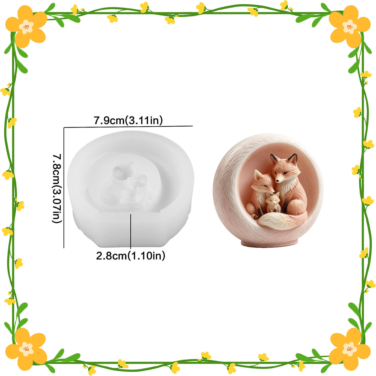 Cross-border new embossed fox candle silicone mold, Easter DIY embossed rabbit wooden stake, plaster candle cup - The Fox…