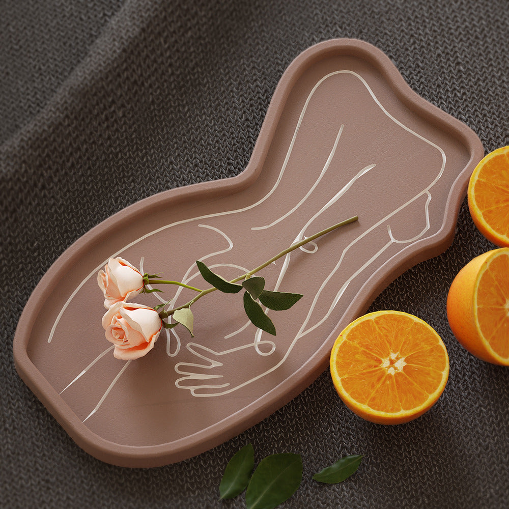 DIY Crystal Epoxy Cement Plaster Human Figure Abstract Line Tray Storage Plates and Dishes Ornaments Silicone Mold - image 3