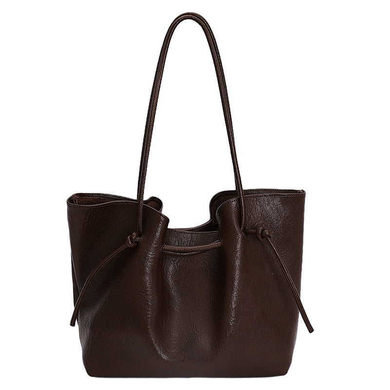 New Style Large-Capacity Bag for Women, Trendy Retro Shoulder Bag, Commuting to Work, Hand-Held Tote Bag Wholesale - Brown2