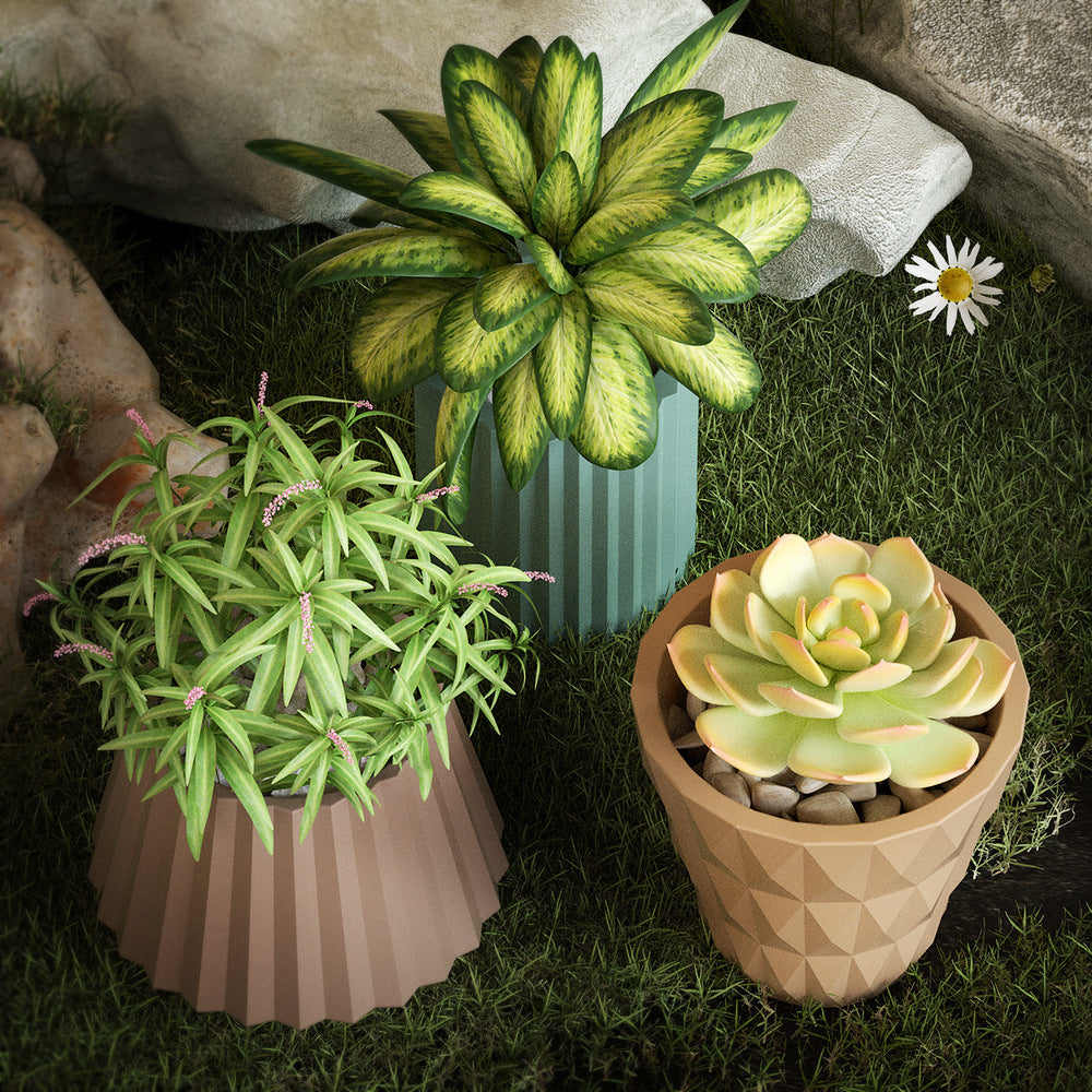 Factory in stock large cut surface flowerpot silicone mold crystal drop glue diy striped diamond surface fleshy potted…