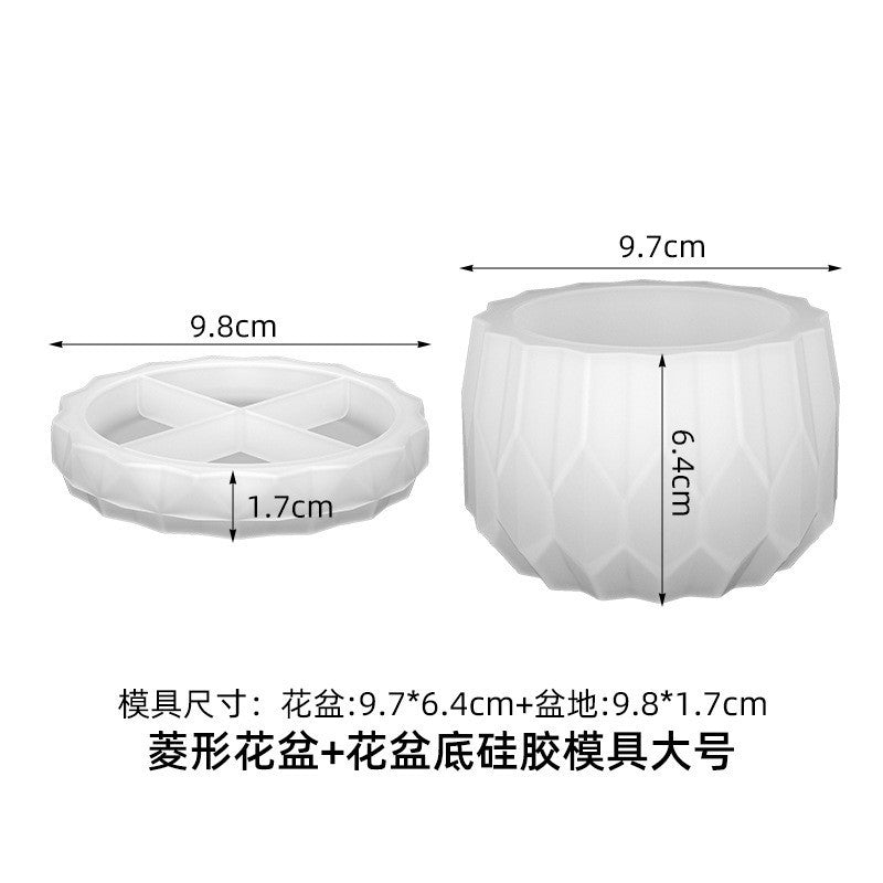 Rectangular smooth stripe oval flowerpot silicone mold crystal drop glue diy diamond surface cylindrical fleshy potted…