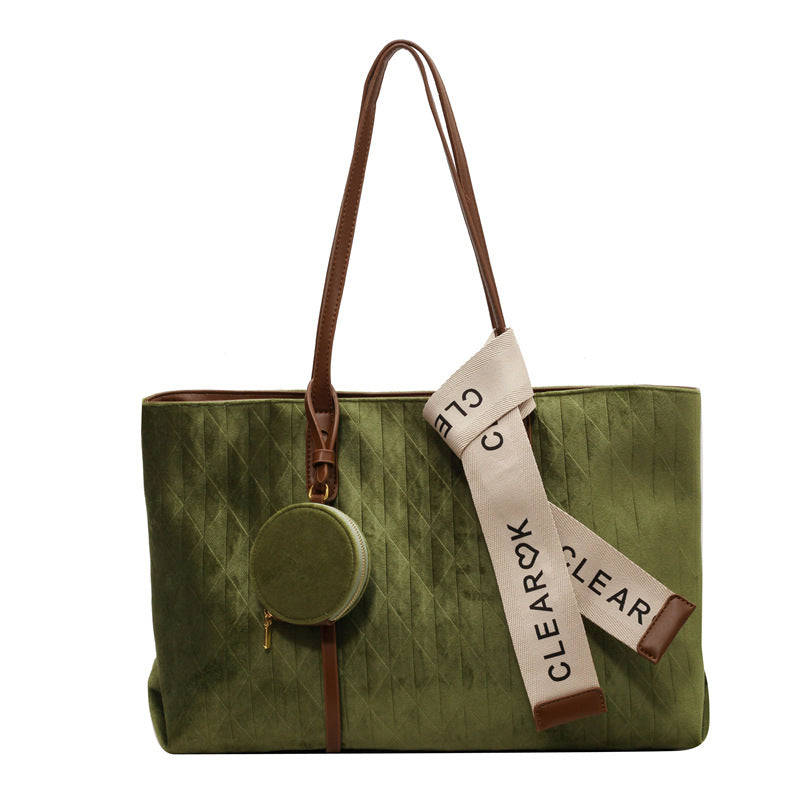 Cross-Border Hot-Selling Women's Large-Capacity 2026 New Matte Retro Suede Shoulder Bag Trendy Fashion Tote Bag - image 5