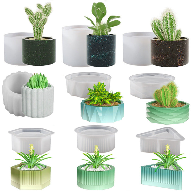 Round stripe origami potted flower pot silicone mold crystal drop glue diy cut diamond storage box wholesale