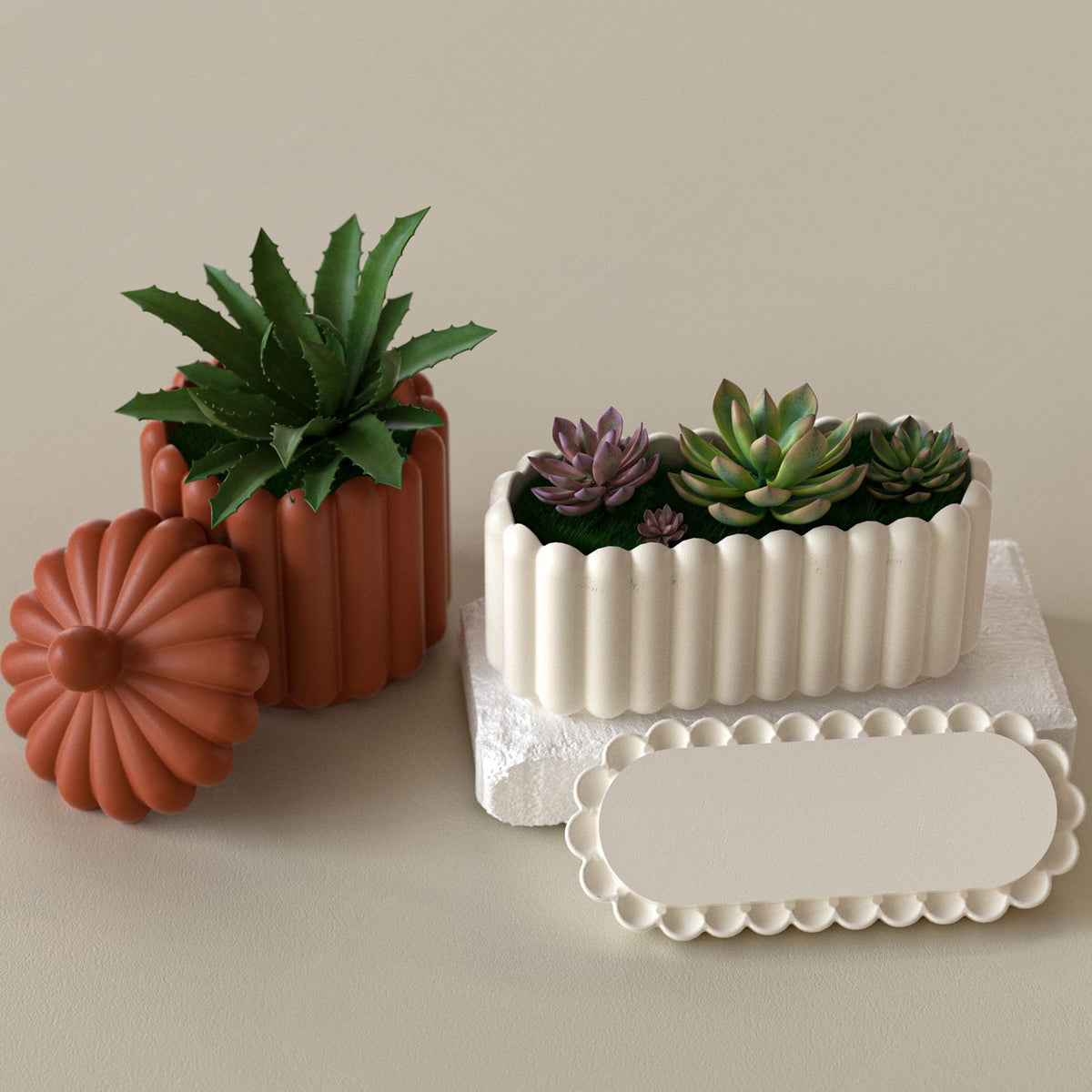 Striped Storage Box Candle Cup Resin Silicone Mold Glue DIY Oval Gypsum Flower Pot Pen Holder Wholesale - image 2