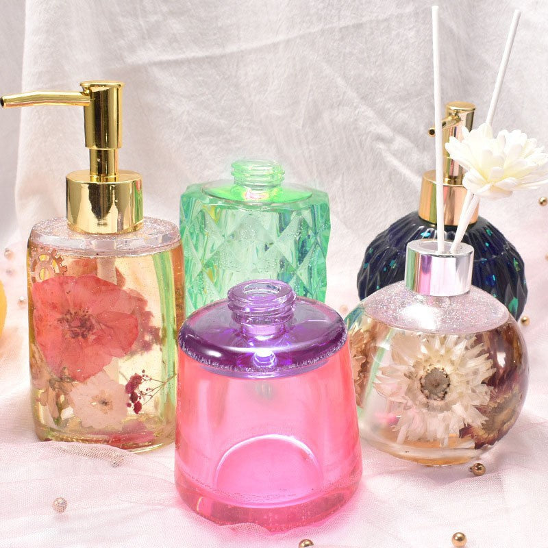 Nordic Simple Ins Style Lotion Bottle Resin Silicone Mold Glue Drop Diy Rhombic Cylindrical Hand Sanitizer Bottle Ornaments…