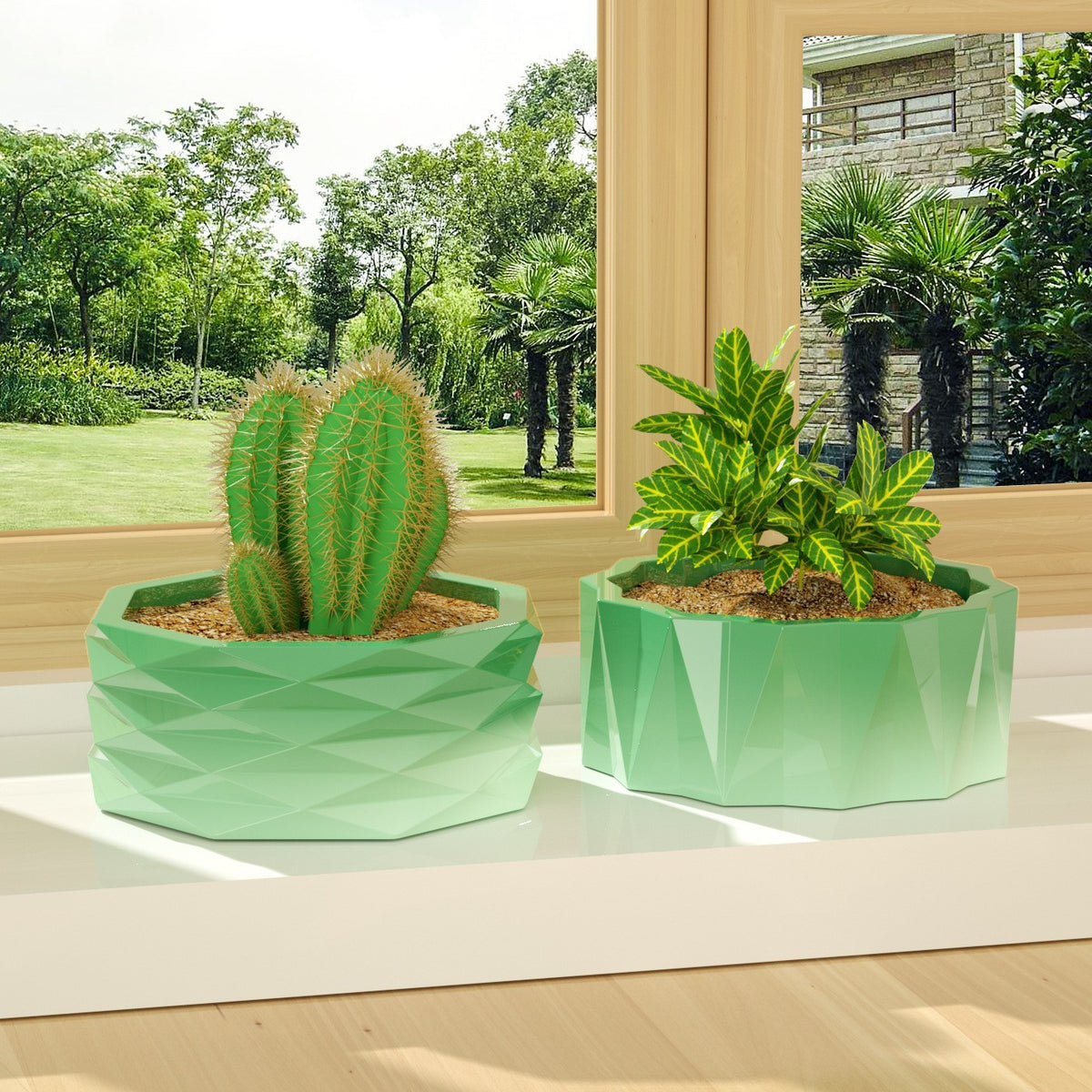 Round stripe origami potted flower pot silicone mold crystal drop glue diy cut diamond storage box wholesale - image 2