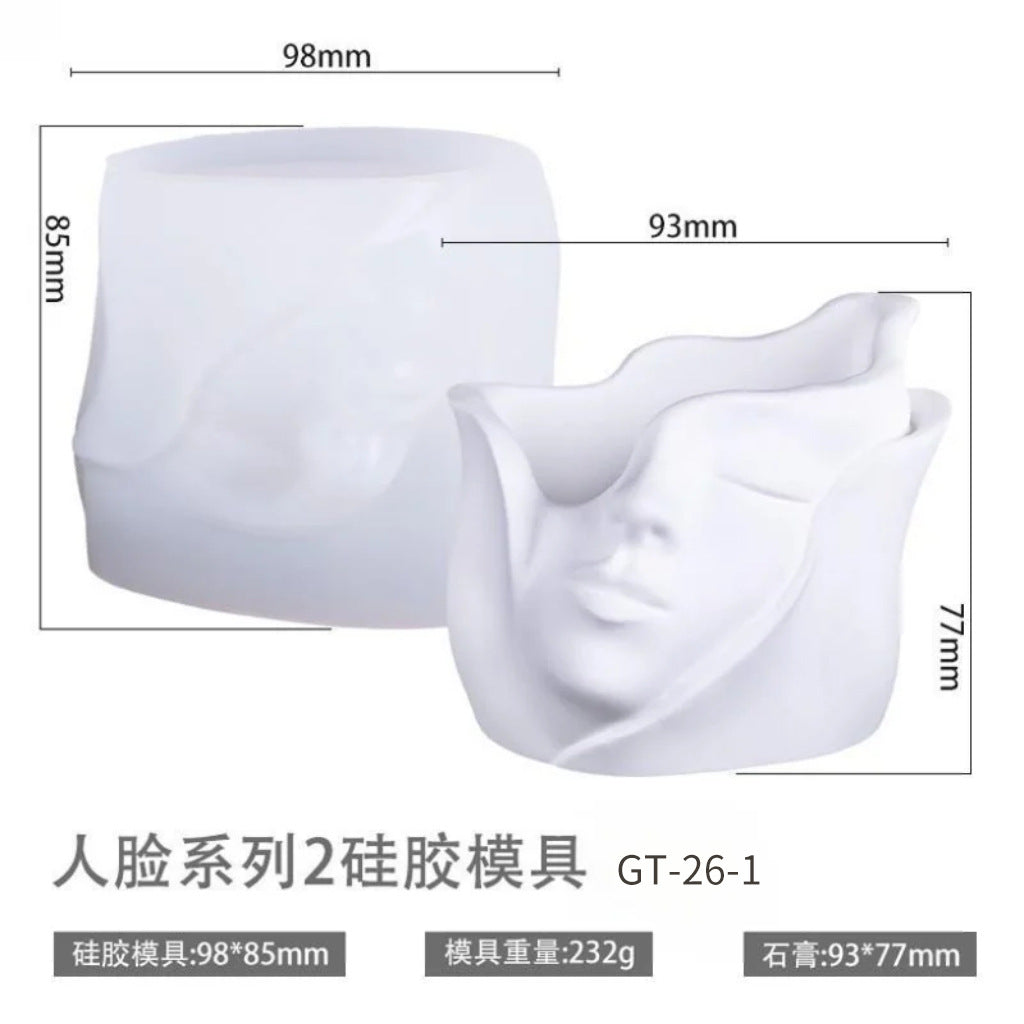 Printed Renaissance Series Cement Gypsum Cup Mold DIY Epoxy Resin Storage Cup Flower Pot Ornament Silicone Mold - Face…