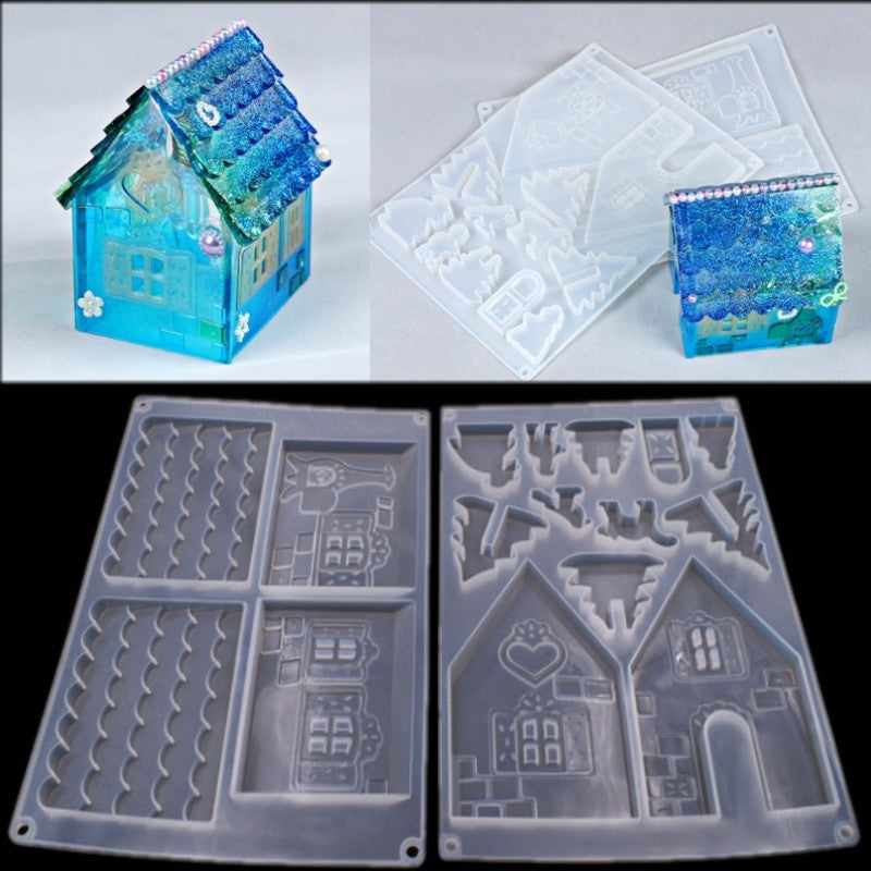 DIY Crystal epoxy mold silicone mold Christmas house Christmas house mold three-dimensional house mold