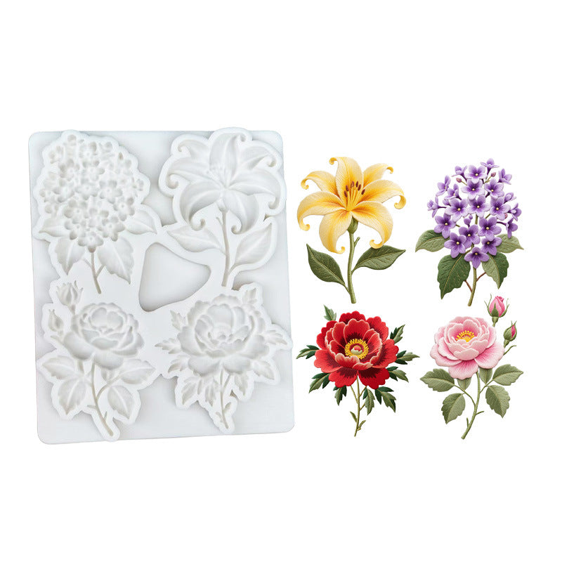 Silicone mold with branches, leaves, flowers, lilies, roses, peonies, hydrangeas, chocolate molds, handmade aromatherapy…