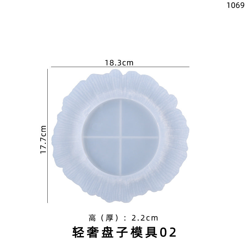 DIY Poppy Crystal Epoxy Mold, Irregular Shaped Plate, Fruit Storage Dish, Ornament Silicone Mold - Luxury Plate Mold 02