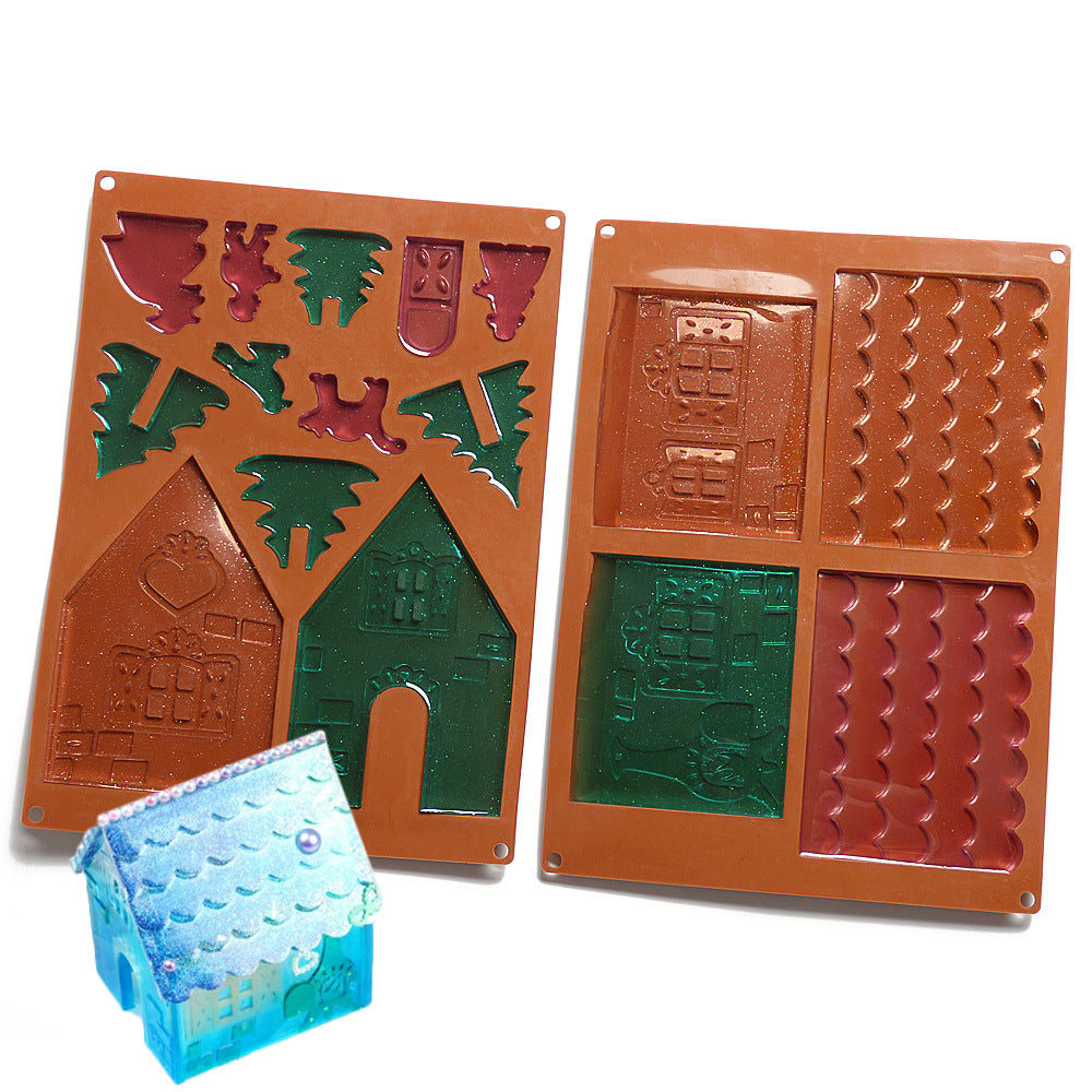 DIY Crystal epoxy mold silicone mold Christmas house Christmas house mold three-dimensional house mold - image 2
