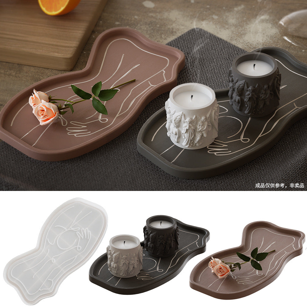 DIY Crystal Epoxy Cement Plaster Human Figure Abstract Line Tray Storage Plates and Dishes Ornaments Silicone Mold
