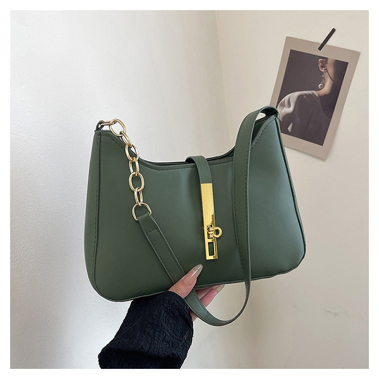 Korean Niche Design Bag for Women 2025 Summer New Texture Handheld Armpit Bag Versatile Fashion Shoulder Bag - green