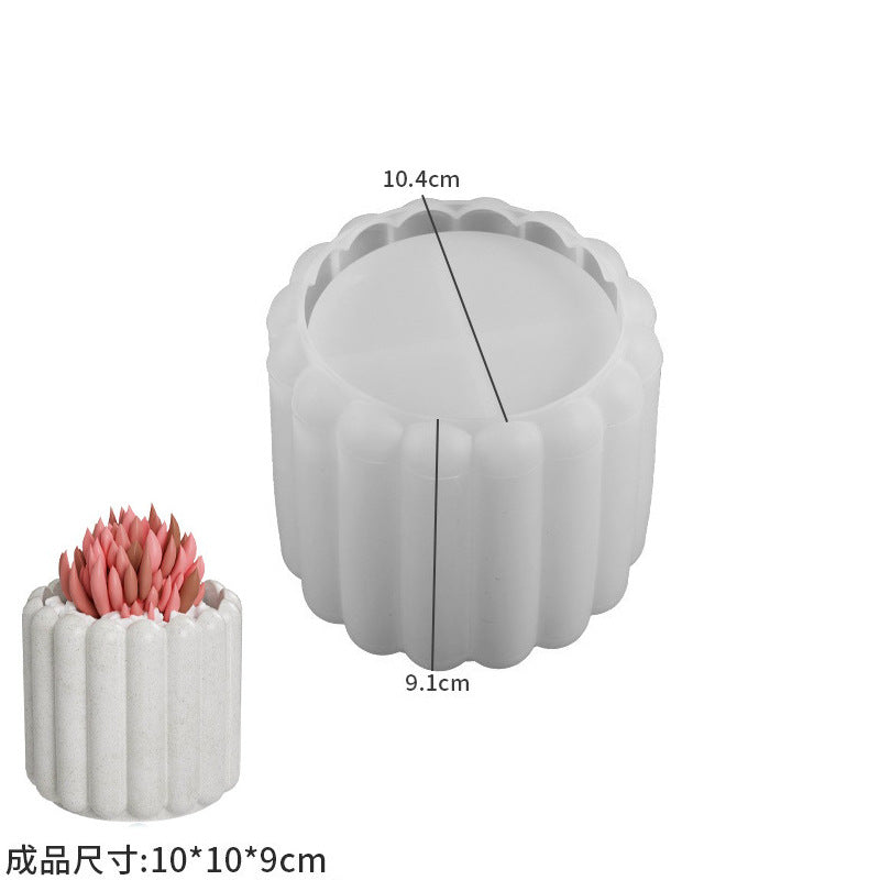 Rectangular smooth stripe oval flowerpot silicone mold crystal drop glue diy diamond surface cylindrical fleshy potted…