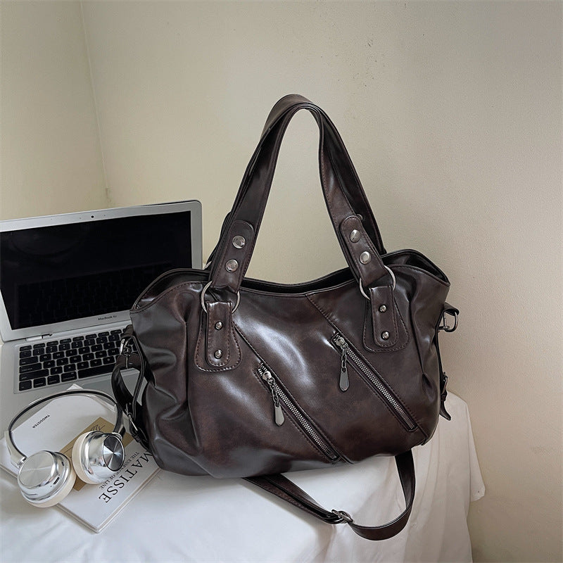 Large-Capacity Bag 2025 New Single Shoulder Crossbody Business Trip Luggage Bag Women's Casual Retro Versatile Satchel…