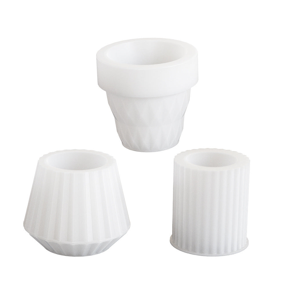 Factory in stock large cut surface flowerpot silicone mold crystal drop glue diy striped diamond surface fleshy potted…