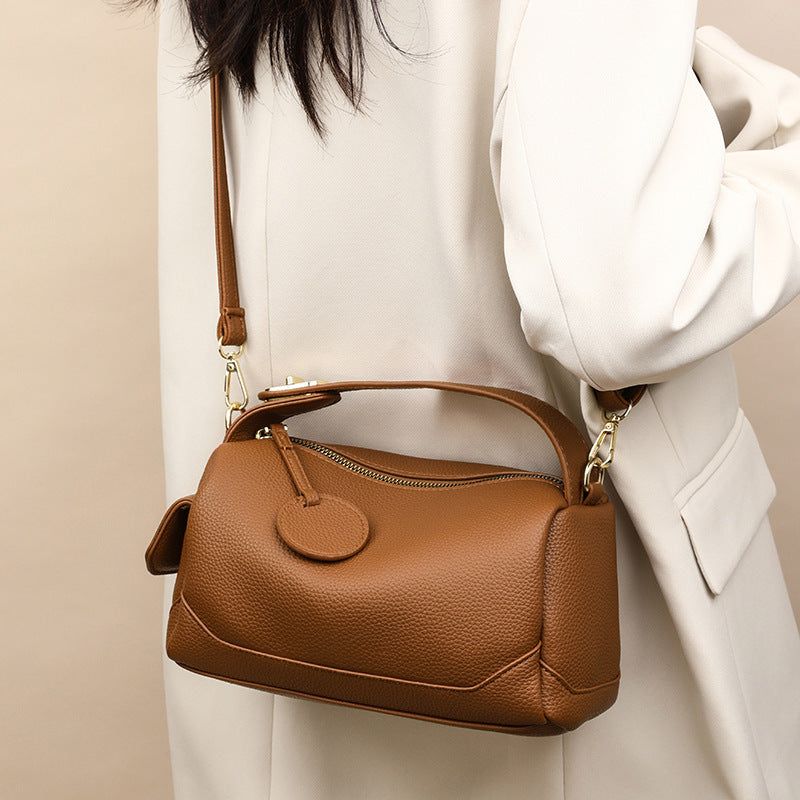 Bag Women's New Fashion Crossbody Soft Leather Large Capacity Commuter Boston Pillow Bag Women's Bag Hand Shoulder Bag…