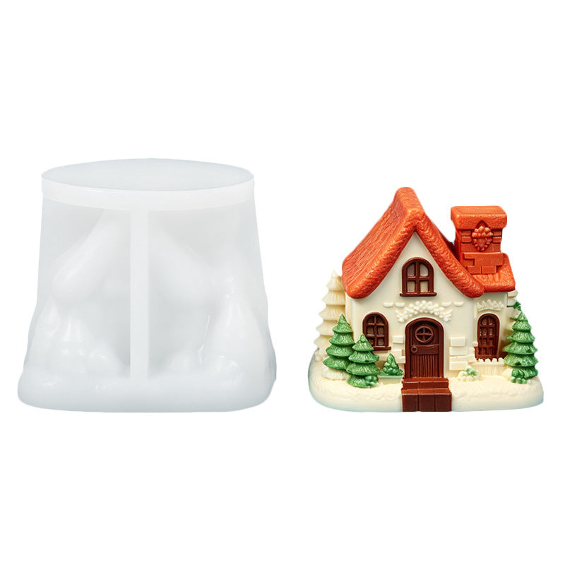 Christmas Cottage Scented Candle Resin Mold Holiday Home Living Room Study Tabletop Ornament Atmosphere Decoration - image 5