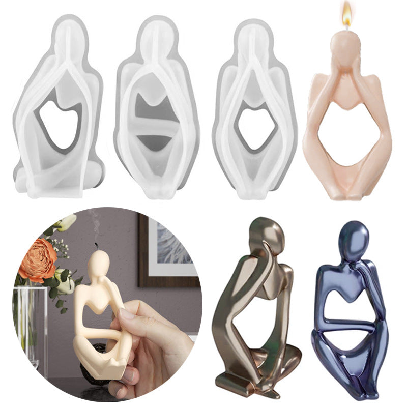 Portraits Thinkers Aromatherapy Candle Silicone Mold Gel Dropping Resin diy Sitting Posture Body Ornaments Wholesale