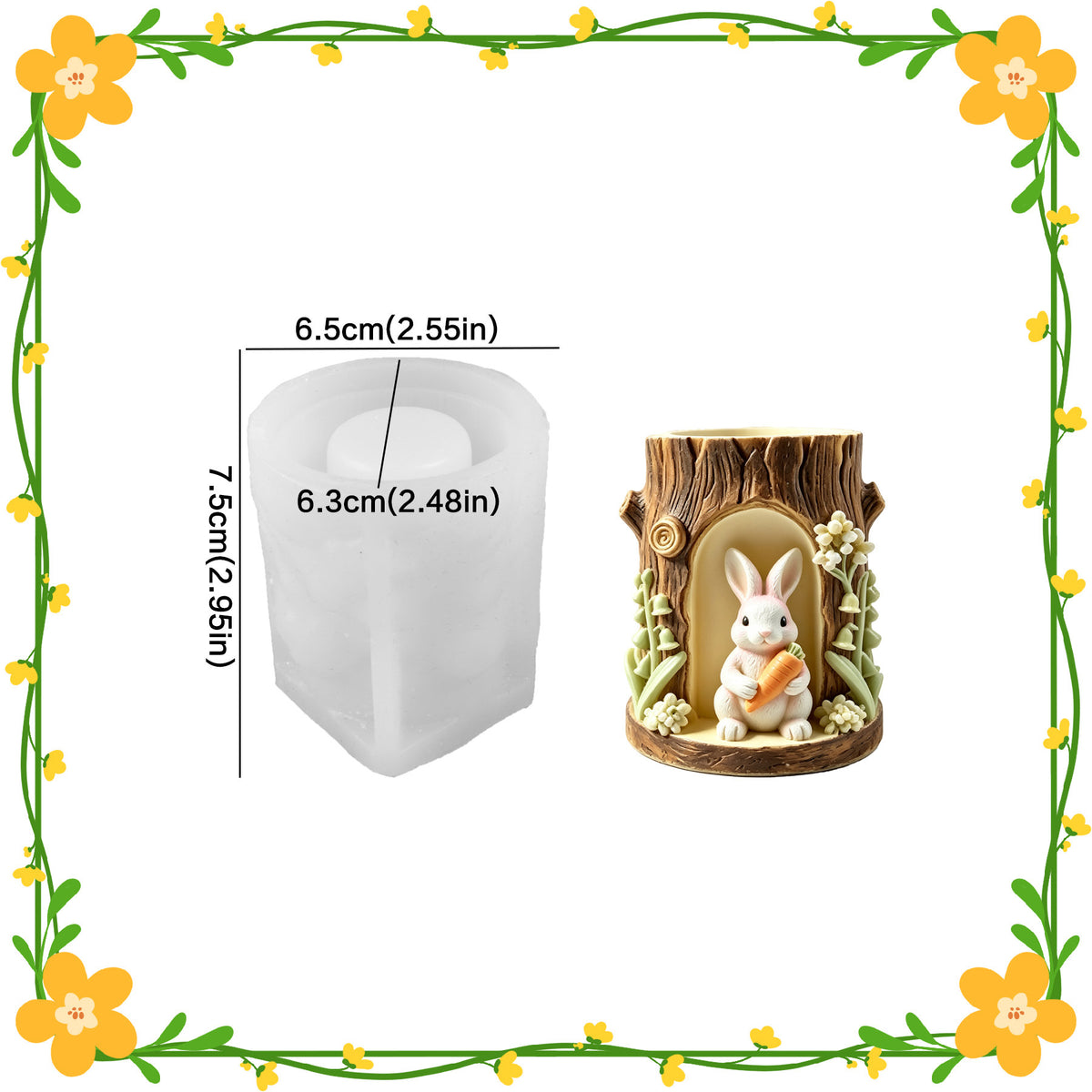 Cross-border new embossed fox candle silicone mold, Easter DIY embossed rabbit wooden stake, plaster candle cup - Rabbit…