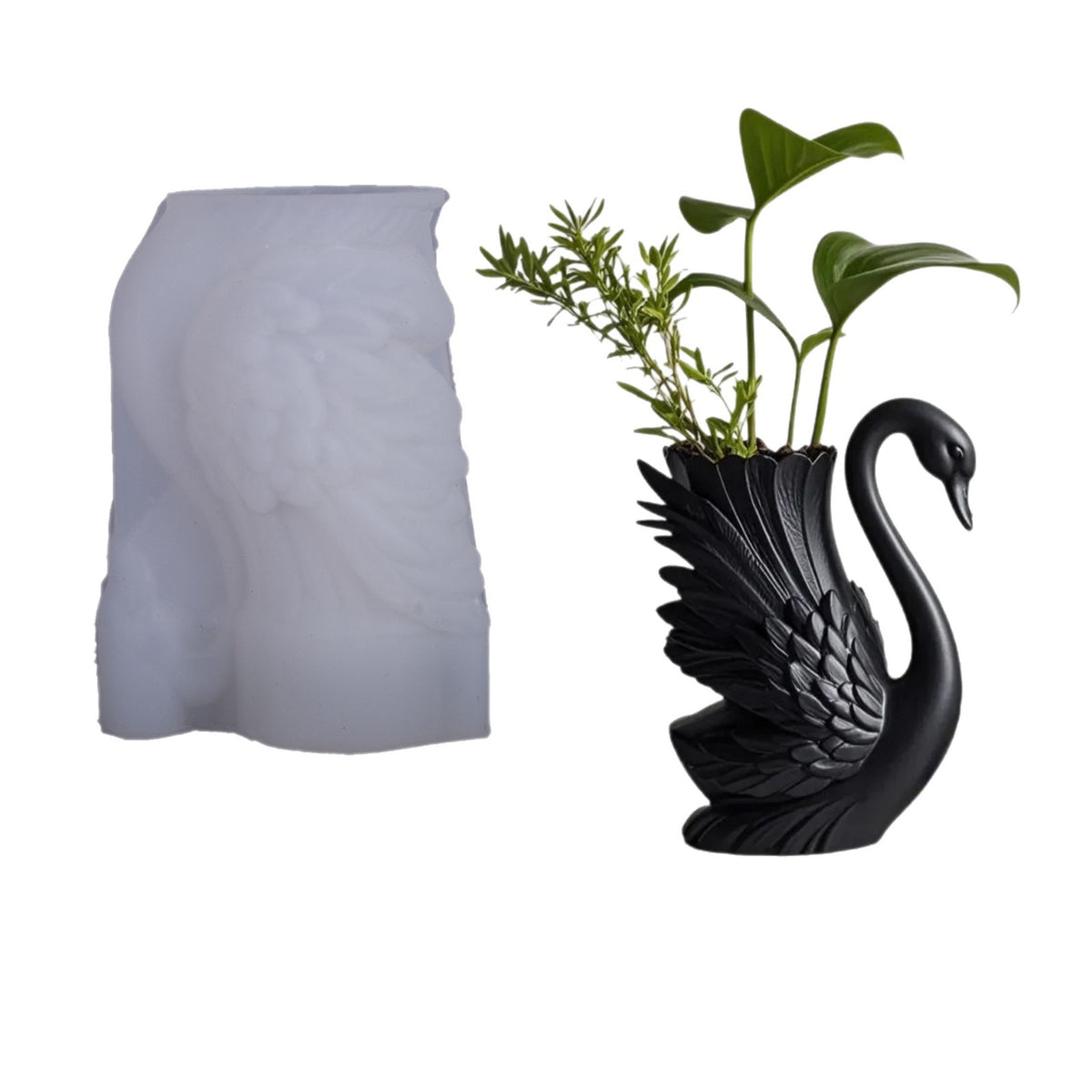 Swan-Patterned Aromatherapy Plaster Cup Mold DIY Resin Storage Cup Flower Pot Ornament Silicone Mold Pen Holder Mold…