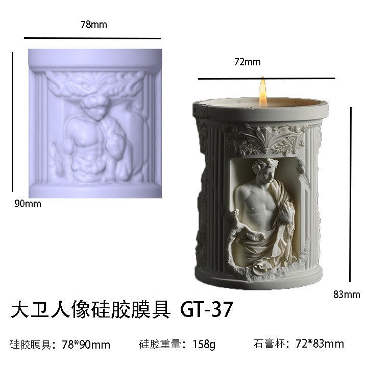 Printed Renaissance Series Cement Gypsum Cup Mold DIY Epoxy Resin Storage Cup Flower Pot Ornament Silicone Mold - David…