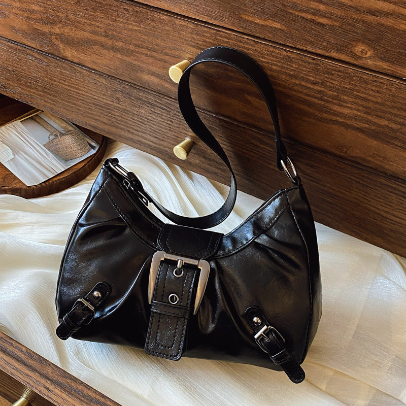 Women's Bag 2026 New Style Single-Shoulder Small Square Bag American Retro Commuter Style Vintage Look Underarm Biker Bag…