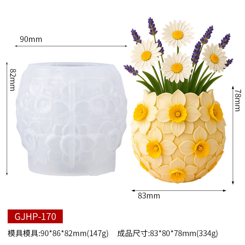 DIY Resin Molds for Scented Candle Cups, Flower Vase Storage, Silicone Molds, Daffodil Plaster Cups, and Molds - Narcissus…