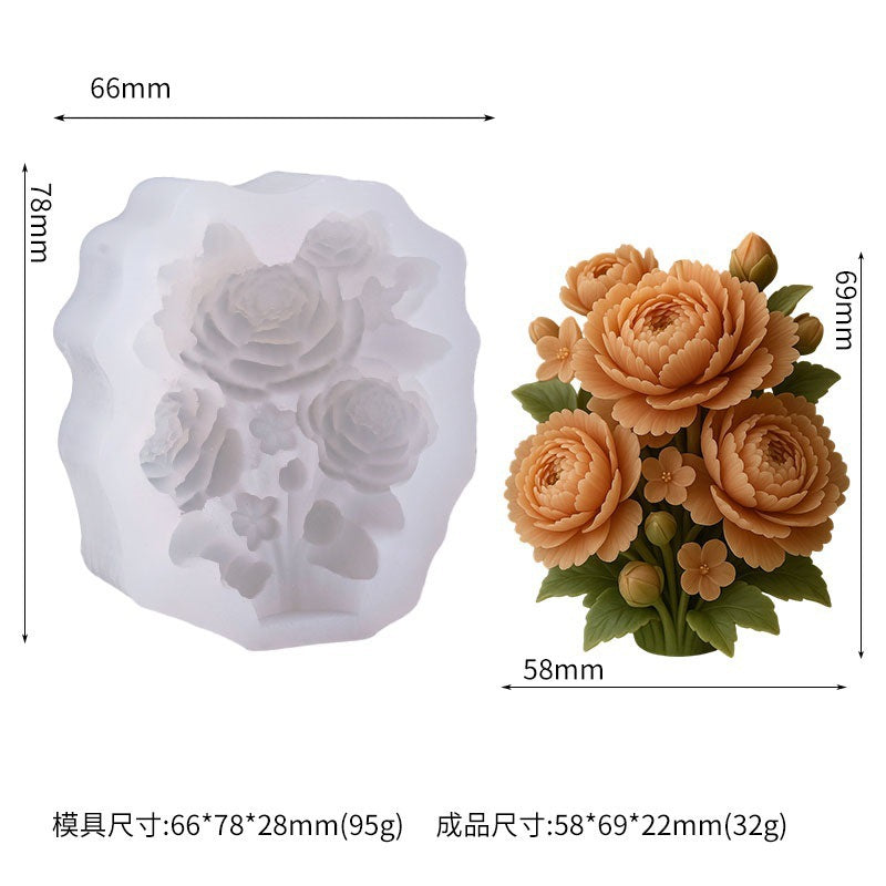 Multiple 3D peony flower silicone molds, mousse cake molds, cake decorating molds, pudding molds - 50-4141