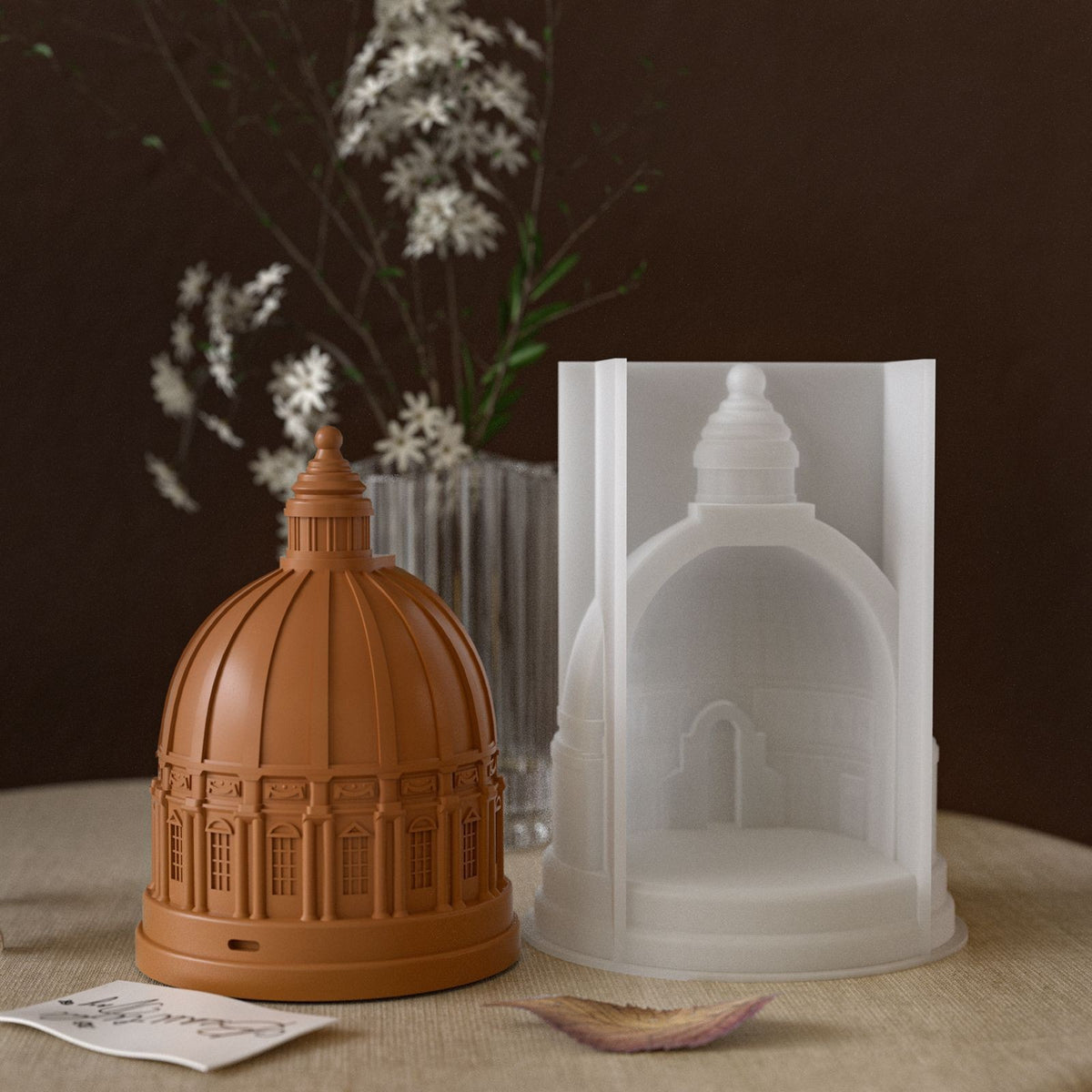European Pantheon Castle Candlestick Resin Silicone Mold Epoxy DIY Roman Architecture Palace Plaster Aromatherapy Stone…
