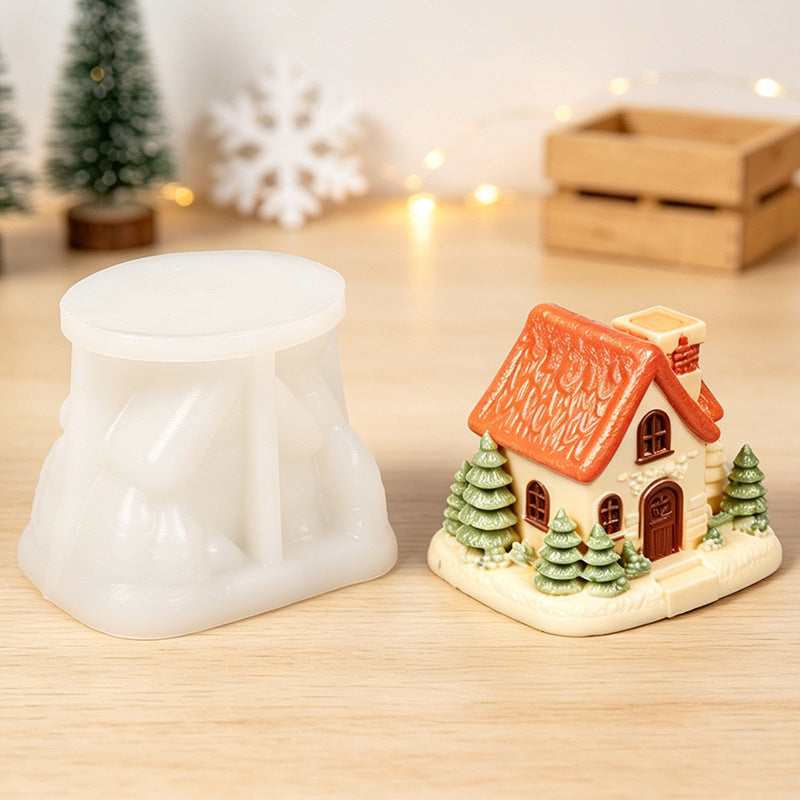Christmas Cottage Scented Candle Resin Mold Holiday Home Living Room Study Tabletop Ornament Atmosphere Decoration - image 3