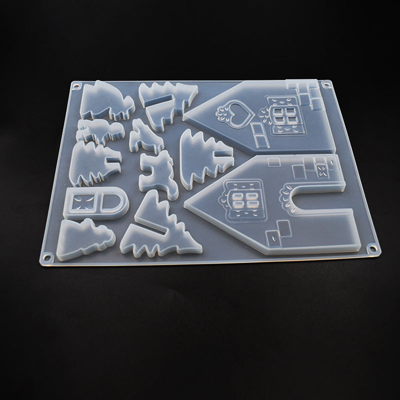 DIY Crystal epoxy mold silicone mold Christmas house Christmas house mold three-dimensional house mold - image 4