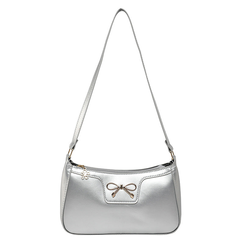 Women's Bag with Fashionable Bow, Solid Color, New Korean Style, Trendy Texture, Stylish Commuter Shoulder Bag, Underarm…