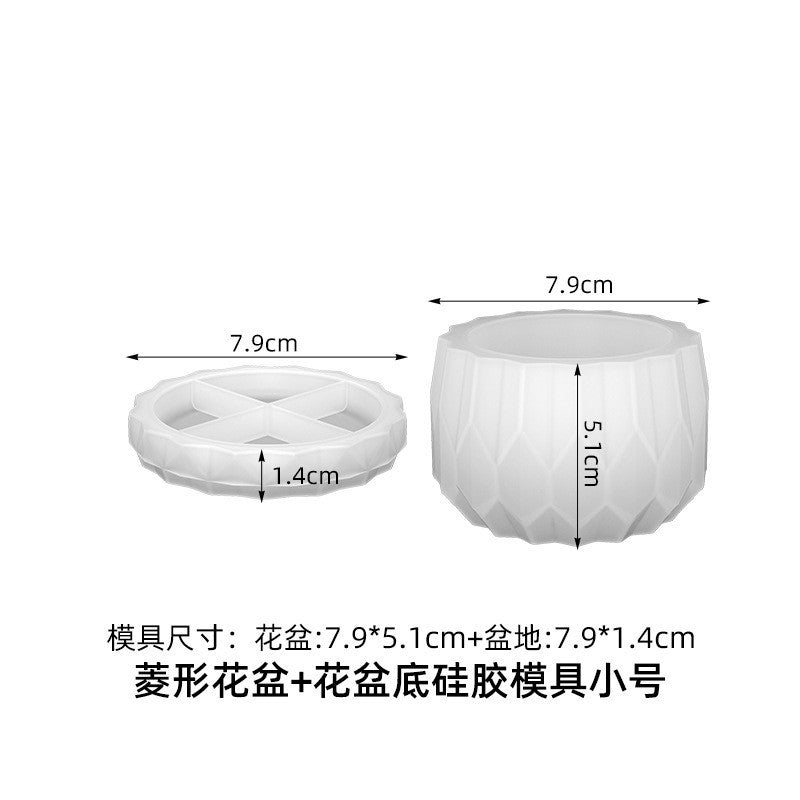 Rectangular smooth stripe oval flowerpot silicone mold crystal drop glue diy diamond surface cylindrical fleshy potted…