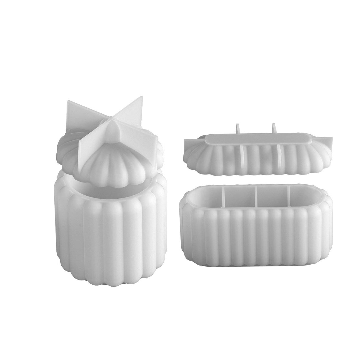 Striped Storage Box Candle Cup Resin Silicone Mold Glue DIY Oval Gypsum Flower Pot Pen Holder Wholesale - image 5