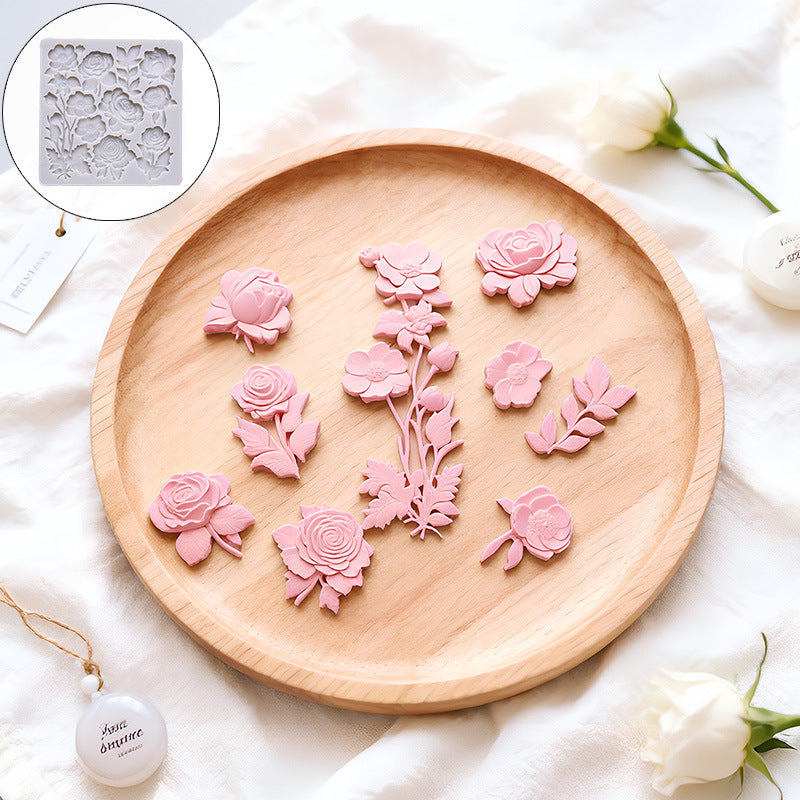 Silicone molds for roses and leaves, fondant cake decorations, chocolate molds, handmade soaps, aromatherapy plaster DIY…