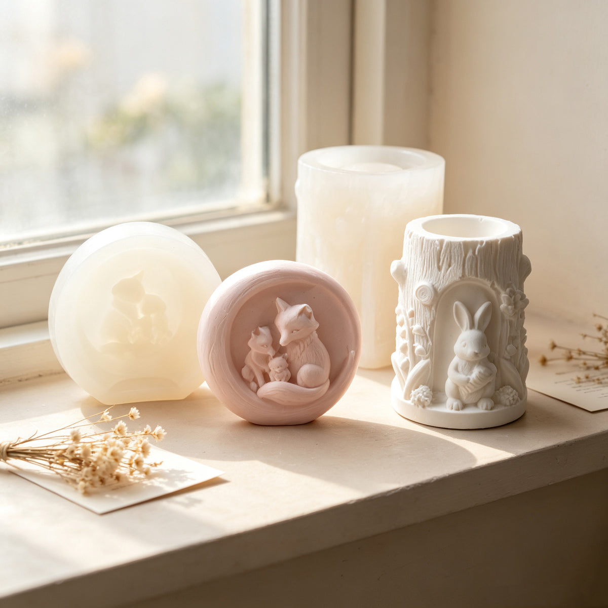 Cross-border new embossed fox candle silicone mold, Easter DIY embossed rabbit wooden stake, plaster candle cup - image 4