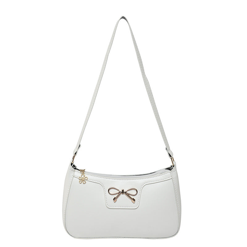 Women's Bag with Fashionable Bow, Solid Color, New Korean Style, Trendy Texture, Stylish Commuter Shoulder Bag, Underarm…