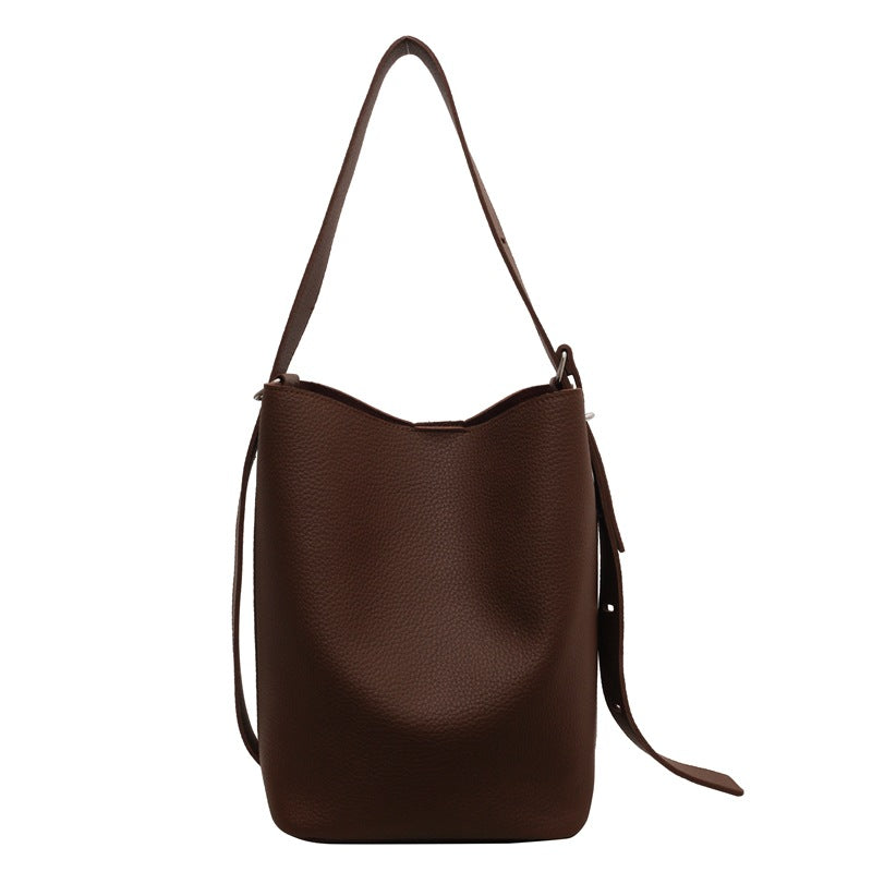 Cross-Border Super Popular Retro Simple Bucket Bag for Women 2026 New Casual Versatile Shoulder Bag Tote Bag Large Capacity…
