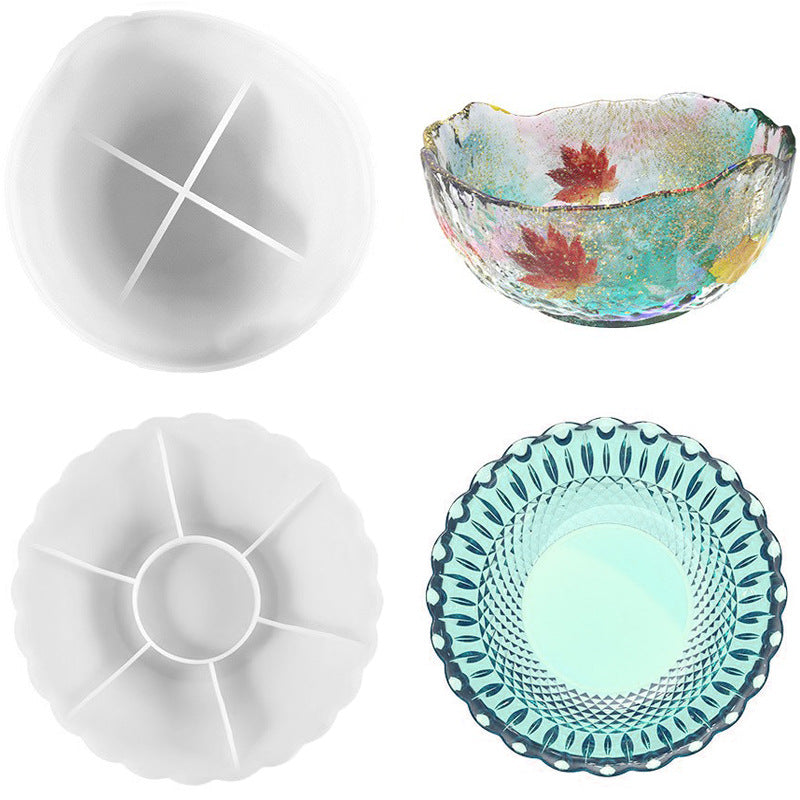 Factory direct sales of cylindrical lace storage bowls, silicone molds, crystal epoxy DIY irregular storage plates wholesale.