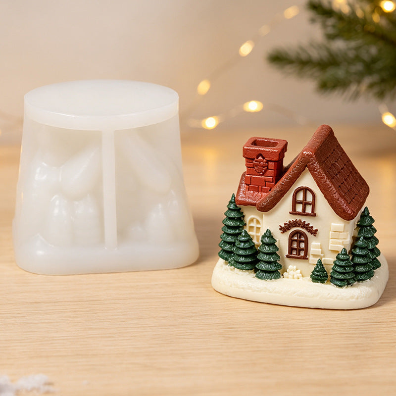 Christmas Cottage Scented Candle Resin Mold Holiday Home Living Room Study Tabletop Ornament Atmosphere Decoration - image 4