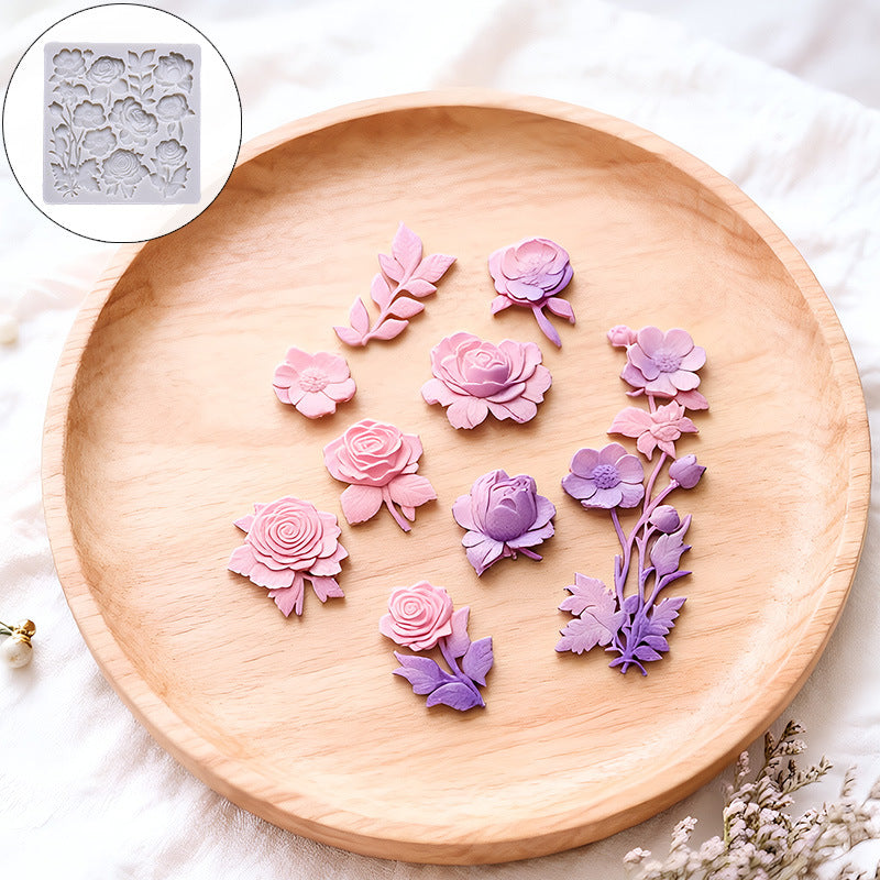 Silicone molds for roses and leaves, fondant cake decorations, chocolate molds, handmade soaps, aromatherapy plaster DIY…