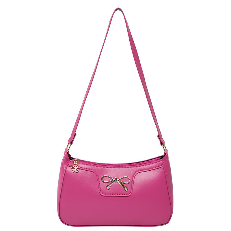 Women's Bag with Fashionable Bow, Solid Color, New Korean Style, Trendy Texture, Stylish Commuter Shoulder Bag, Underarm…