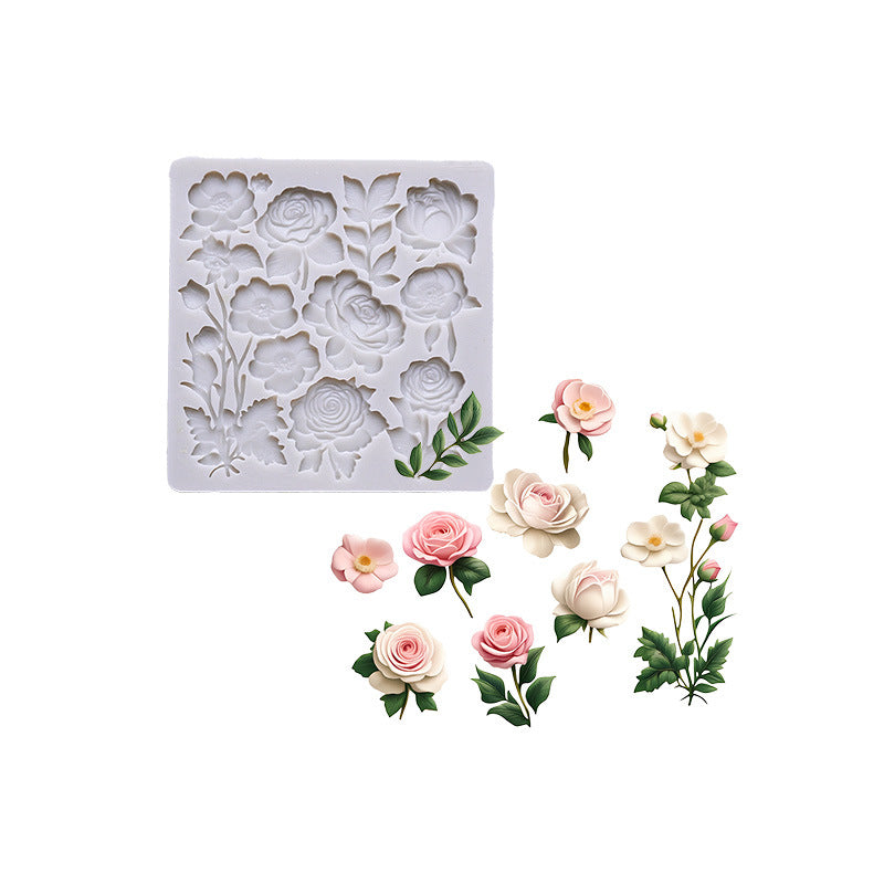 Silicone molds for roses and leaves, fondant cake decorations, chocolate molds, handmade soaps, aromatherapy plaster DIY…