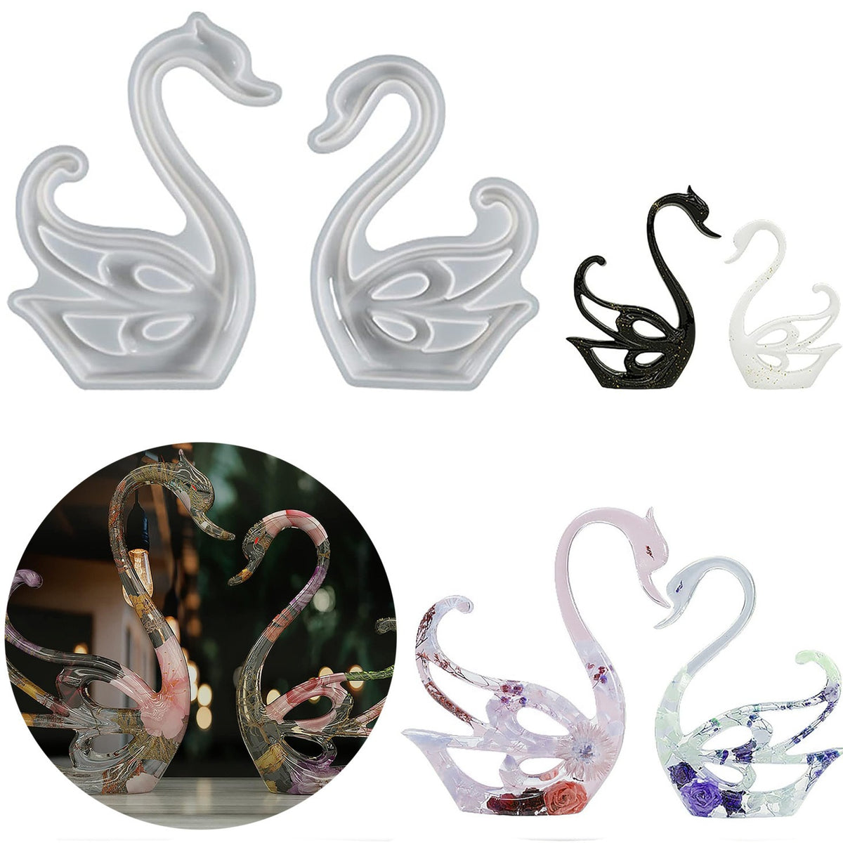 Epoxy resin left and right Swan jewelry decoration silicone mold epoxy diy simple animal goose furniture decoration