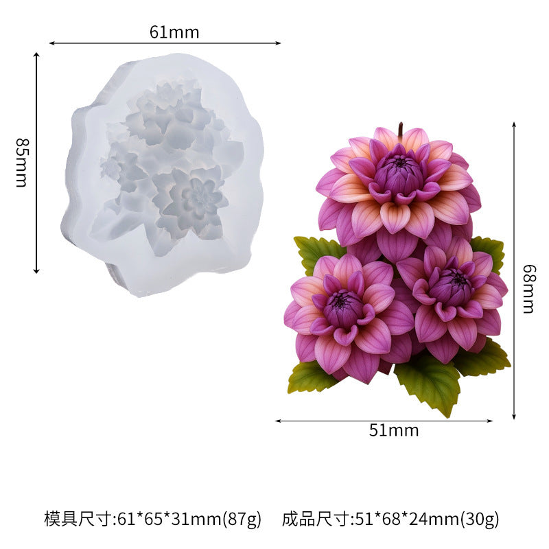 Multiple 3D peony flower silicone molds, mousse cake molds, cake decorating molds, pudding molds - 50-4138