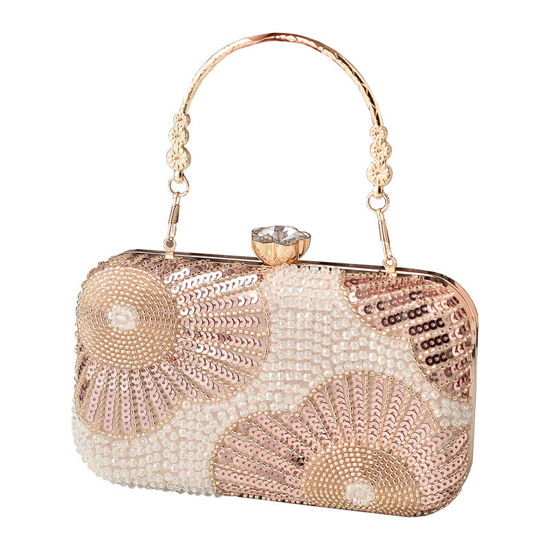 Cross-Border Popular Pearl Evening Bag, Handmade Beaded Embroidery Bag, Beaded Rhinestone Banquet Dress Bag, Ladies'…